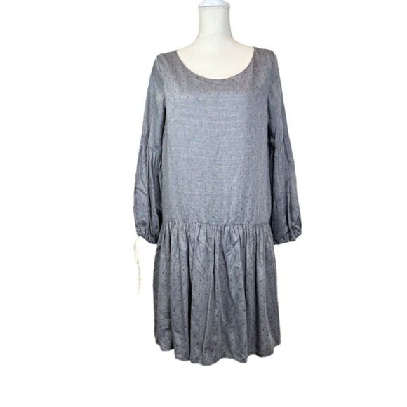 Paper Crown Copper Dot Maternity Dress Prairie Style Baby Doll Gray Size Med - Picture 2 of 15